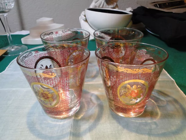 MCM Set of 4 Georges Briard Old Fashioned Tumblers, Exc. Cond. All Signed, Exc.