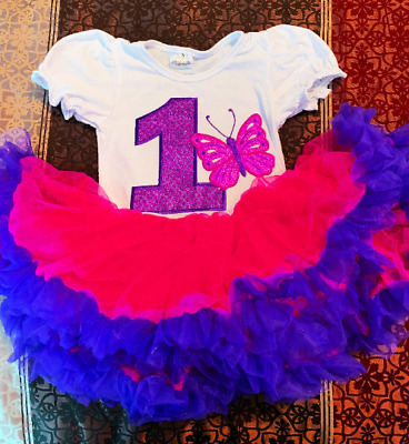 BUTTERFLY Birthday 1 year old Fuchsia tutu party Dress Girl Baby Toddler