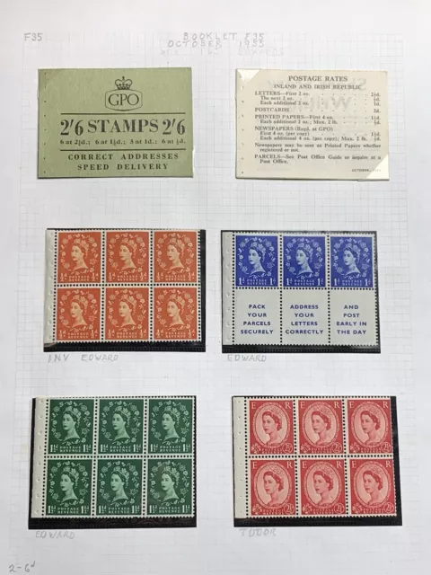 F35 (October1955) 2'6 Stamp Booklet - Mnh - Wmk Tudor Edward