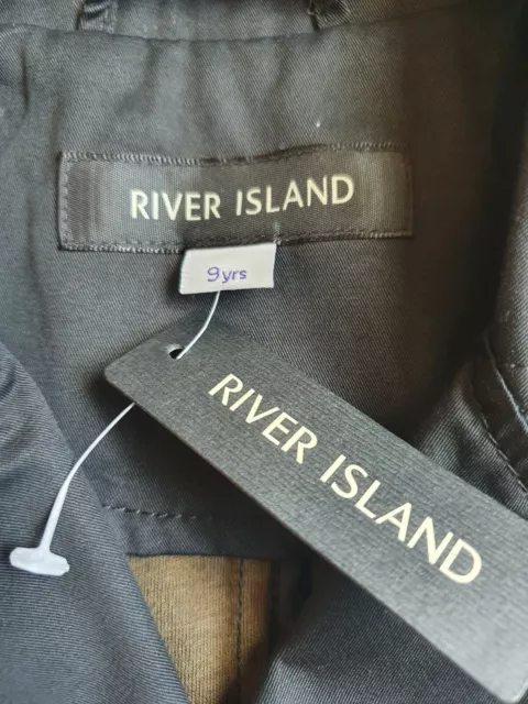 Girls River Island Black  Trench Style Coat Jacket Age 9 yrs  NEW RRP £35