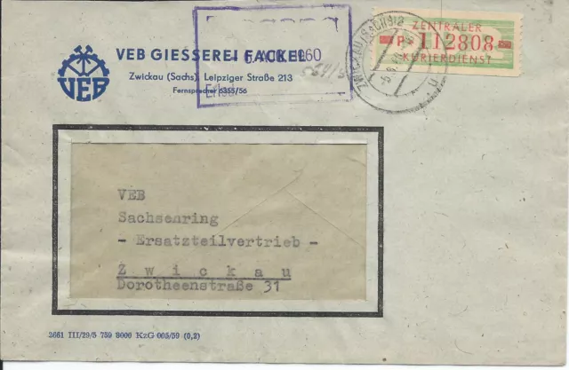 DDR,ZKD-Brief, EFr mit Wertstreifen 30 P, Zwickau-K.M.St,TaSt"Zwickau-5.8.66",OK