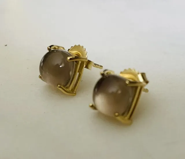 Roberto Coin 18K Yellow Gold smoky quartz Mother-of-pearl Stud Earrings $700 NEW