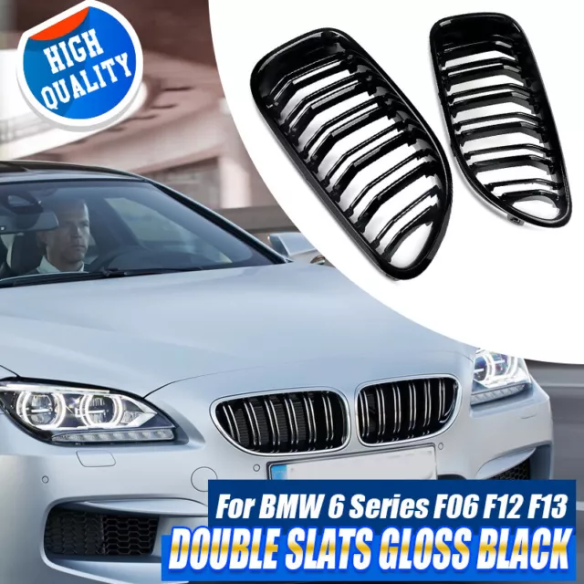 For 2012-2018 BMW F06 F12 F13 M6 650i 640i Gloss Black Front Kidney Grille Grill 3
