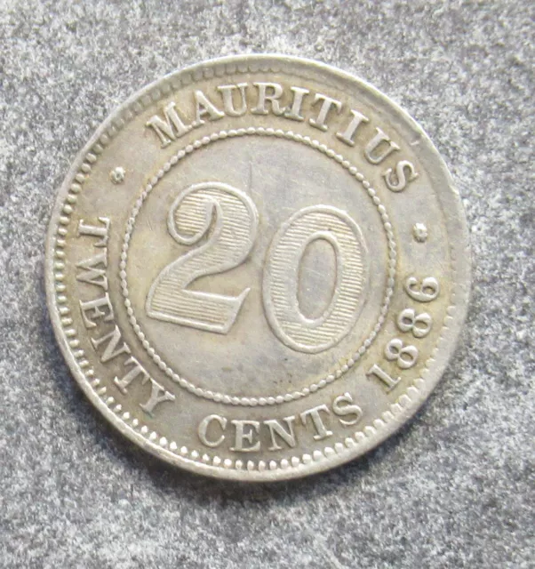 Mauritius 1886 Victoria 20 Cent Silver Coin Nice