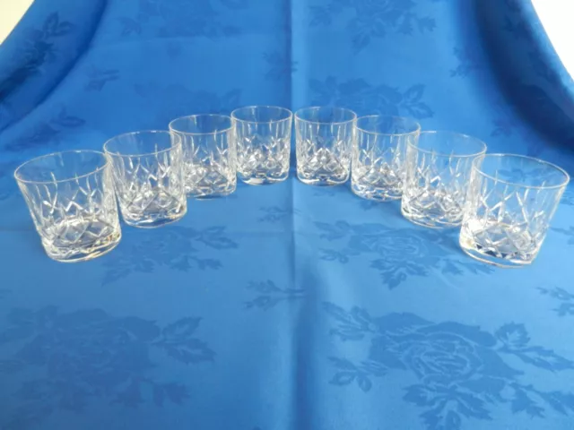 Edinburgh crystal Criss-cross&vertical cut whiskey glasses or tumblers x 8Signed