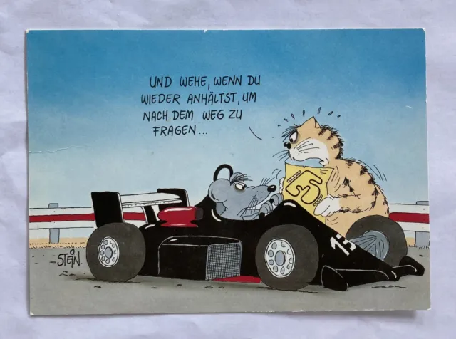 Uli Stein Postkarte "Rennfahrer" --- NEU ---
