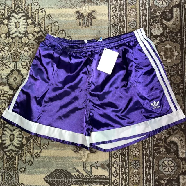 VINTAGE 90S ADIDAS Satin Gym Shorts Mens XL Soccer Nylon 3 Three Stripe ...