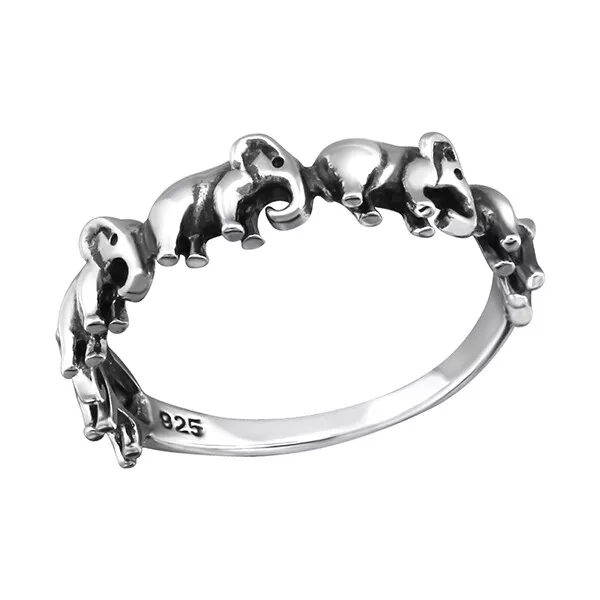 Ring Elefant  Sterling Silber 925 Elefanten Herde Geschenk für Sie Glücksbringer