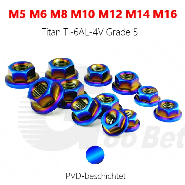 M5 - M16 titanio tuercas hexagonales con brida tuerca cintura moto bicicleta DIN 6923