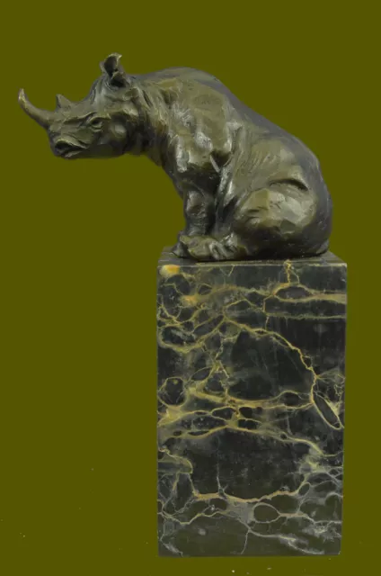 Fantastic Detailed White Rhinoceros Bronze Rhino Art Figurine Statue Sculpture