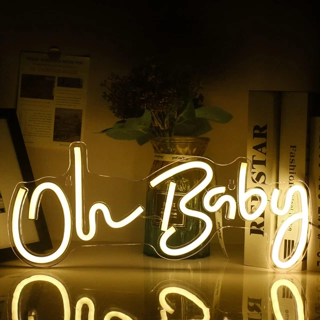 Oh Baby Neon Sign for Wall Decor LED Light Up Neon Lights Sign Party Wedding