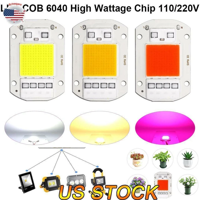 1-10PACK High Power Full Spectrum Smart IC Driverless COB LED Chip For Plant