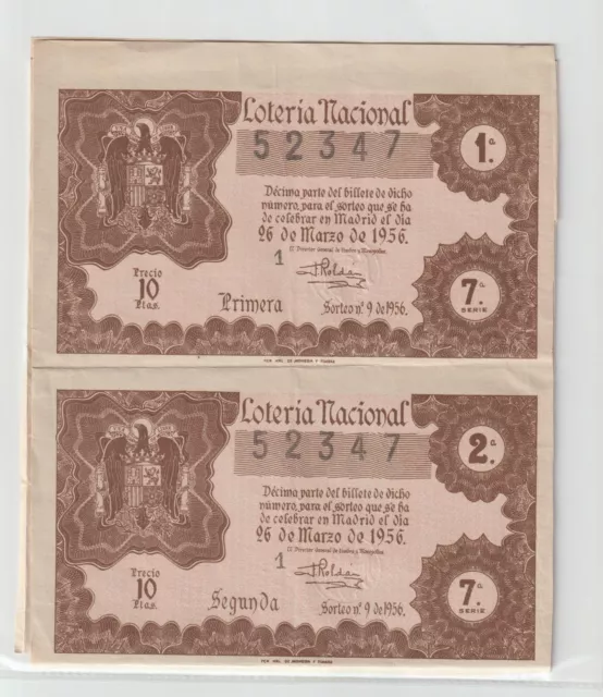 España Decimos Loteria Nacional del año 1956 (GH-307)