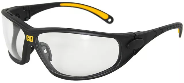 CAT Tread Safety Glasses with Black Frame and Clear Anti-Fog Lens Z87.1+