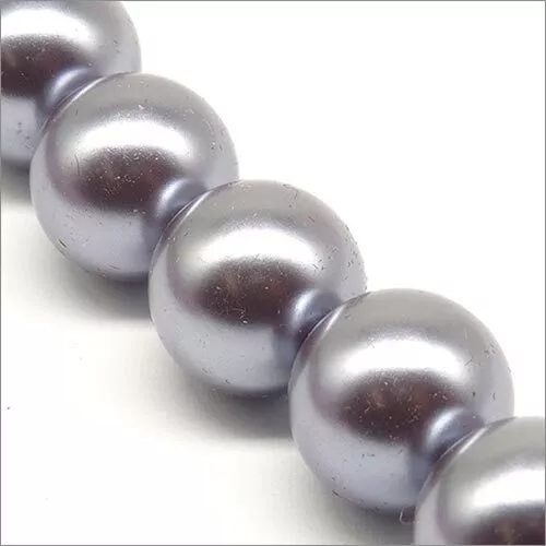 Lot de 10 Perles Nacrées en Verre 14mm Gris Bleu