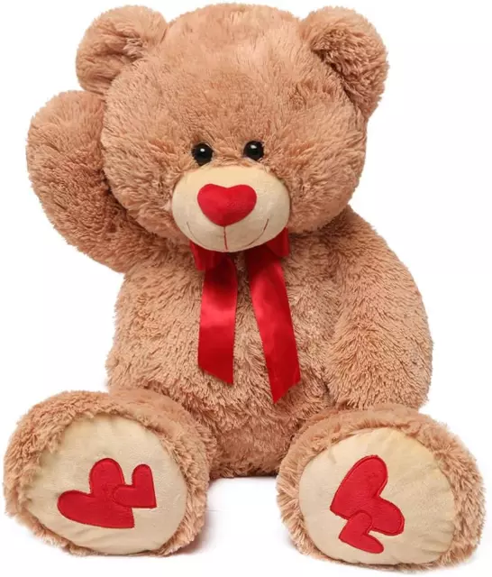 Giant Teddy Bear 35" Stuffed Animal - Red Heart Footprints Big Teddy Bear Plush