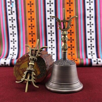 Three Shares Phurpa Dorje Phurba Bell Bronze Singing Bowl Temple Bell H7.4"#0229