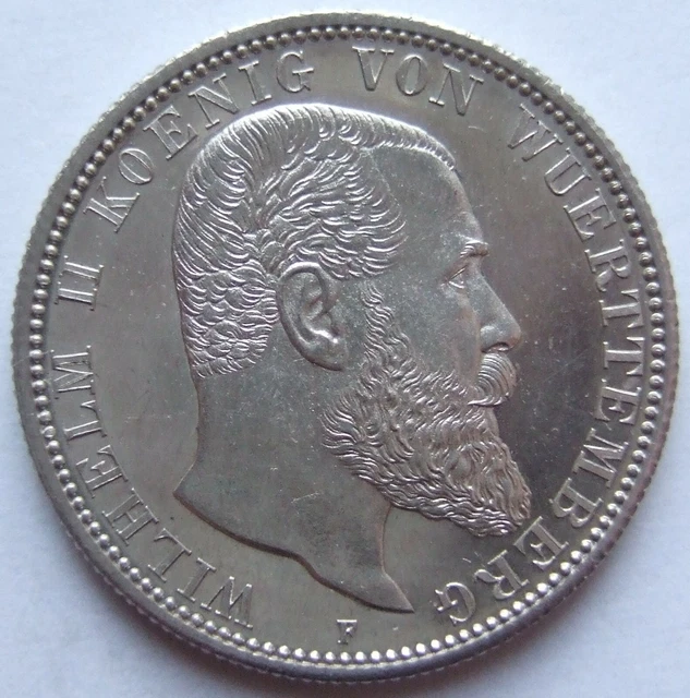 Empire 2 Mark Wilhelm II King From Württemberg 1898 F IN Proof