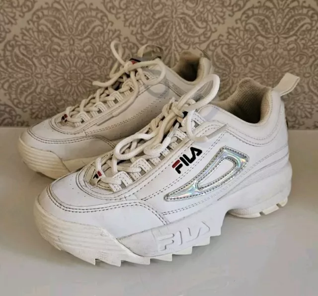 SCARPE DA GINNASTICA Fila Disruptor 2 bianche rosse grigie taglia UK 4 5FM00594 105 EUR 35 03 PicClick IT