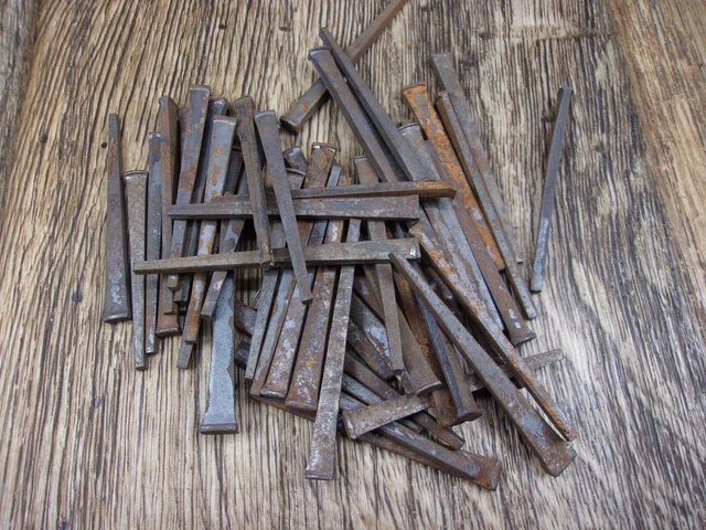 50- Rustic STEEL Square Nails 2 1/4 INCH Straight Cut Square Head-USA