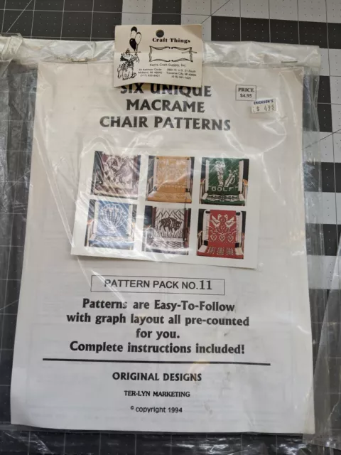 NUEVO Lote de 12 Patrones Únicos de Silla de Césped Macramé De Colección Años 80 y 90 Deadstock 2