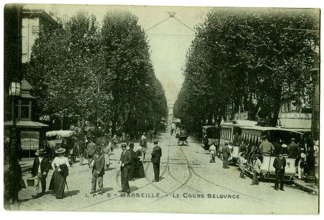 CPA 13 Bouche-du-Rhône Marseille Le Cours Belsunce tram animations