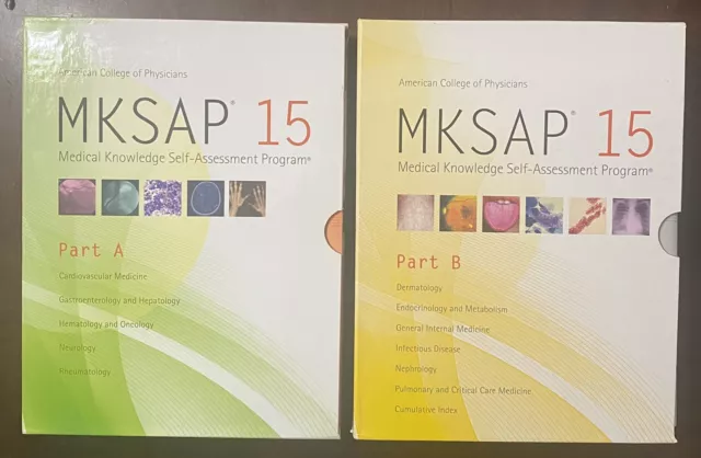 MKSAP 15 Part A & Part B - 12 Books total. Complete Set LIKE NEW CONDITION