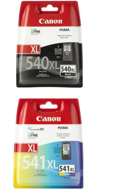 KIT 2 CARTUCCE alta capacità ORIGINALI  Canon PG540XL + CL541XL UFFICIALI CANON