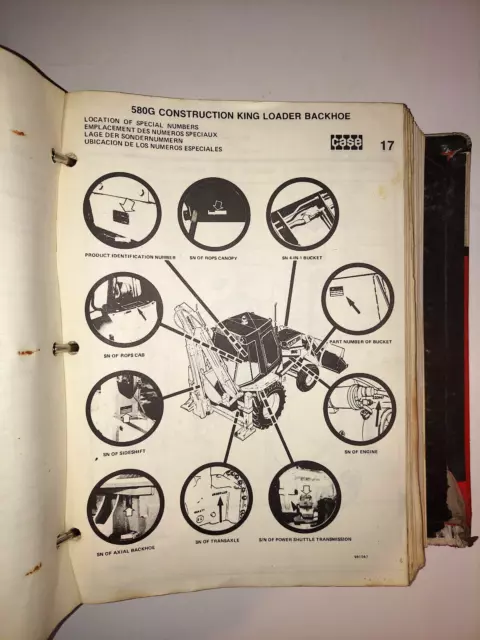 CASE 580G Construction King Loader Backhoe Parts Catalog VINTAGE Manual