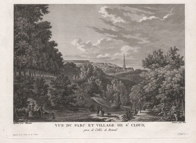 Saint-Cloud Paris Hauts-de-Seine vue estampe gravure engraving Kupferstich 1780
