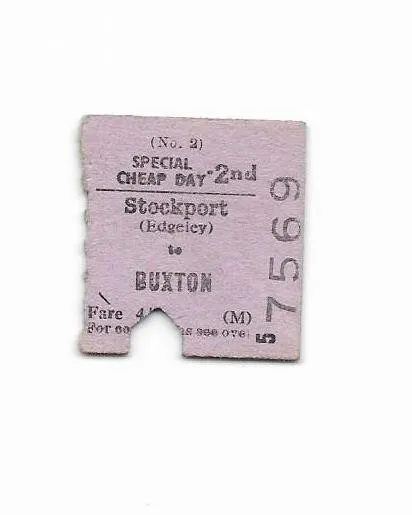 1963 BR BTC(M) Stockport (Edgeley) Buxton Severed Outward Half ½ Railway Ticket