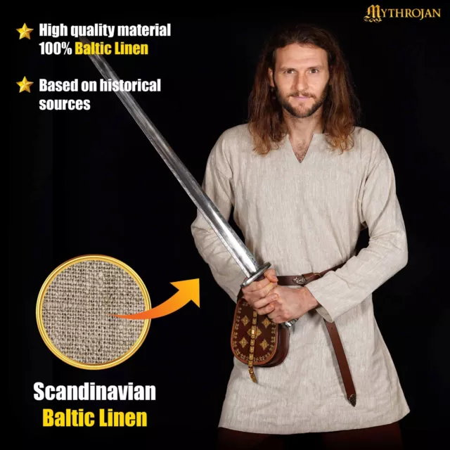 Erik Viking Tunic Medieval Reenactment LARP SCA Renaissance Fair Costume Natural 3