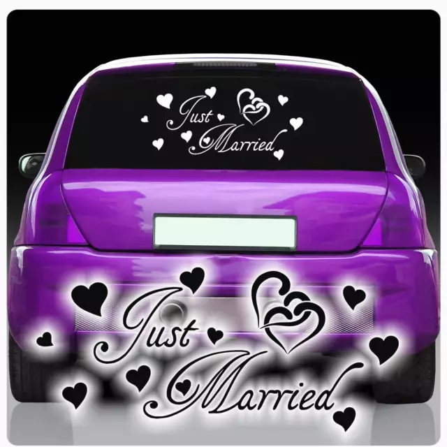 AUTO AUFKLEBER JUST Married Heckscheiben Autoaufkleber Hochzeit Sticker  AH003 EUR 16,99 - PicClick DE