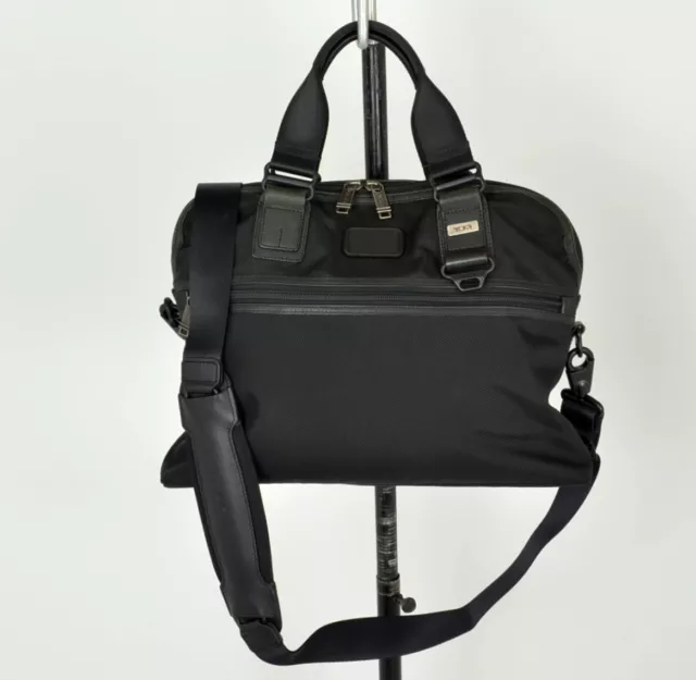 Tumi Black Nylon Leather Trim Alpha Bravo Slim Messenger Bag Briefcase