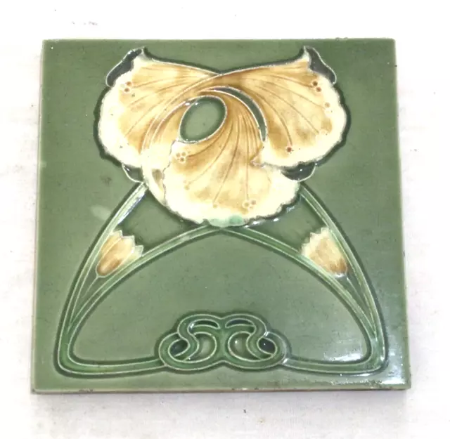 antique victorian art nouveau fireplace tile