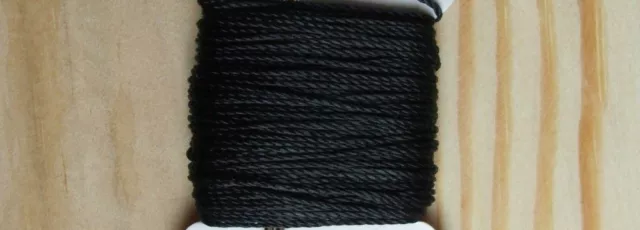 Black Strong 1mm thick waxed leather hand sewing stitching thread & needles