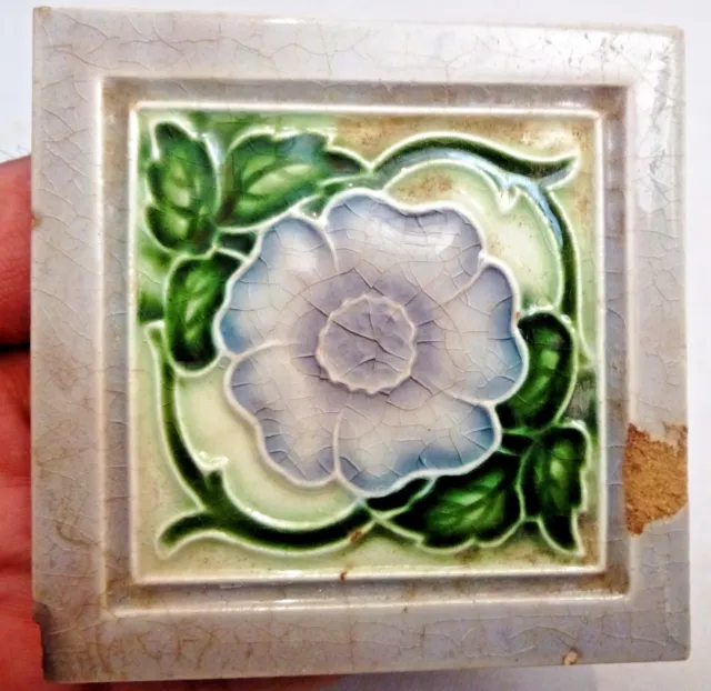 Tile Majolica Flowerpot Miniature Vintage England Collectibles Ceramic Porcelain