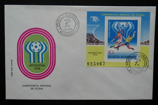 Rumänien FDC , Mi Block 149 , Fußball Weltmeisterschaft