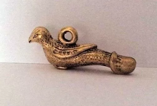 Statuette Figürchen Amulett Zizi Vogel Messing Anhänger Thailand Asien z44