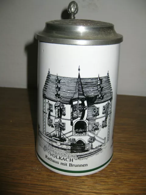 Brauerei Düll Krautheim - Jahreskrug mit Zinndeckel  0,5 L 1989