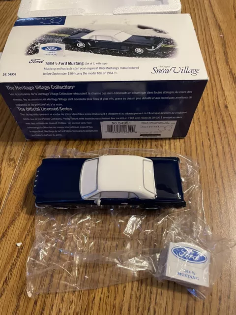 Dept. 56 Xmas Snow Village 1964 1/2 Blue Ford Mustang w/ Sign & Box #56.54951