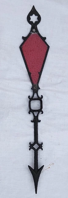 Rare Antique 19th Century Weathervane Arrow Hand Wrought Cast Iron Ruby Glass 2