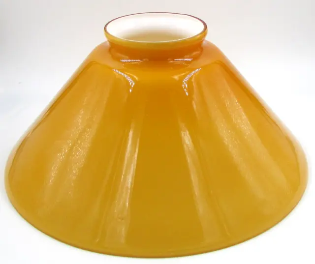 Vintage 10 1/8" Cased Amber Butterscotch Glass over White Slant Lamp Shade