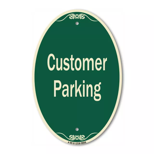 Designer Series Oval - Customer Parking 2 | Green & Tan Heavy-Gauge Aluminum
