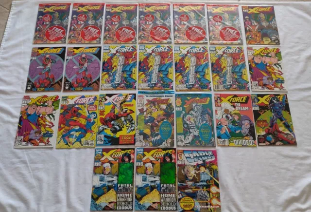 Marvel X-Force Lot of 24. 2nd and 3rd App. Deadpool plus card. Mostly high grade