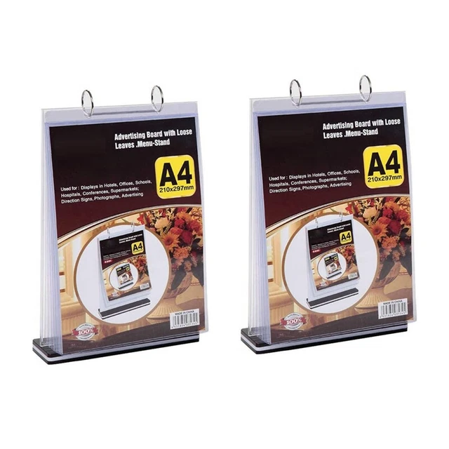 2X A4 Multi-Page Flip Display Card Label Display Stand Detachable Label BusiN6H1