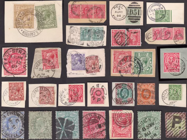 GB POSTMARKS 1900-50 Fine or Unusual ...on Piece etc ...PRICED as SINGLES