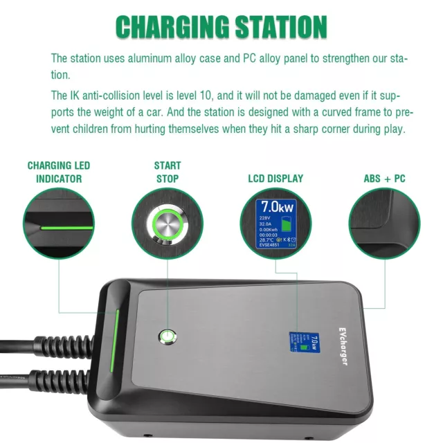 Level 2 EV Charging station Home Charger 32A 220V Electric Vehicle Charger 14-50 3