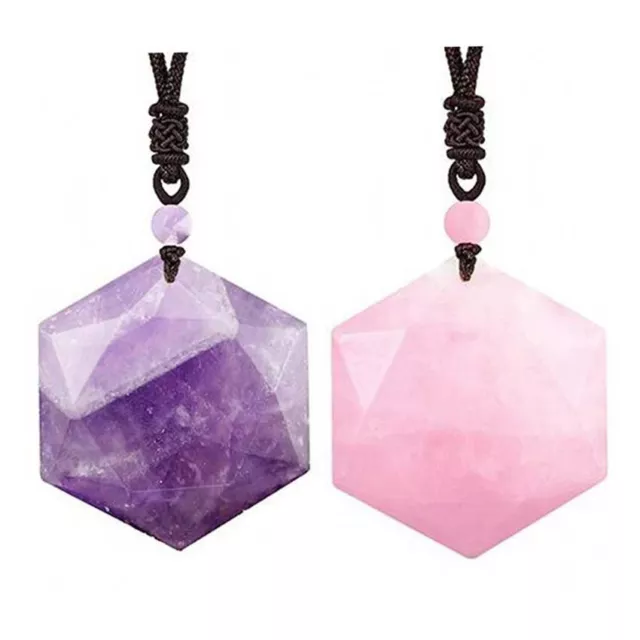 Natural Healing Crystal Stone Star of David Hexagram Amulet Gem Pendant Necklace