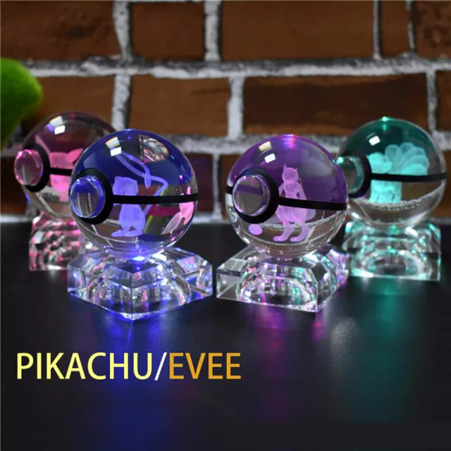 3D 80mm Pokemon Crystal Ball Lamp LED Night Colour Light - Gift Box- AU stock